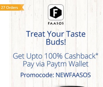 India Desire : Faasos Paytm Offer: Upto 100% Cashback At Faasos Through Paytm Wallet